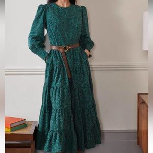 Green printed midi dress